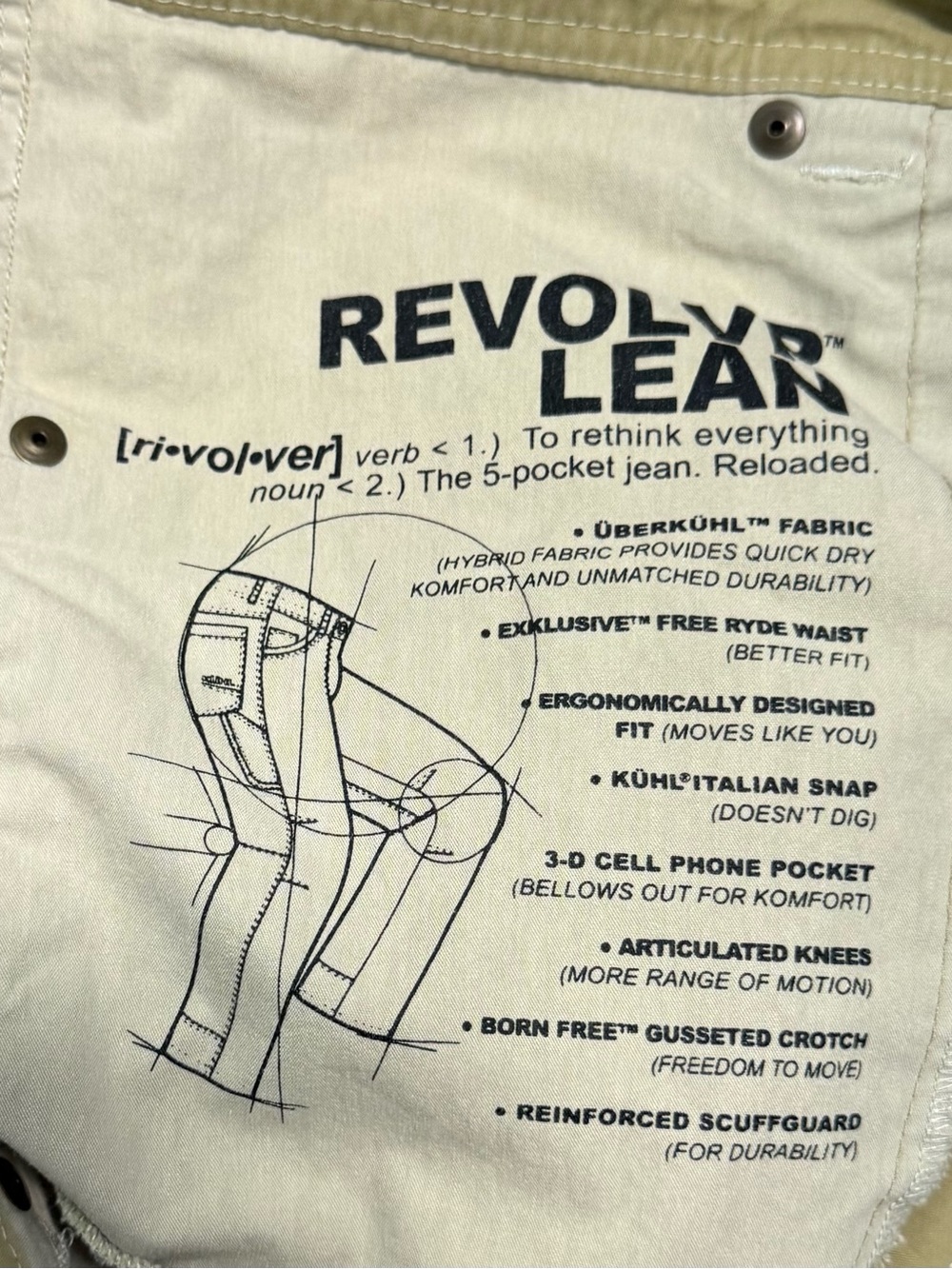 KÜHL Revolver Lean Casual Khaki Pants Pocket Detail 38x32 - Picture 9 of 10